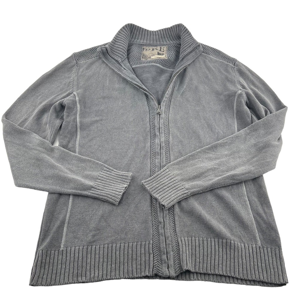 BKE Men's Full Zip Sweater size Large Athletic Fit Gray Ramie‎ Cotton